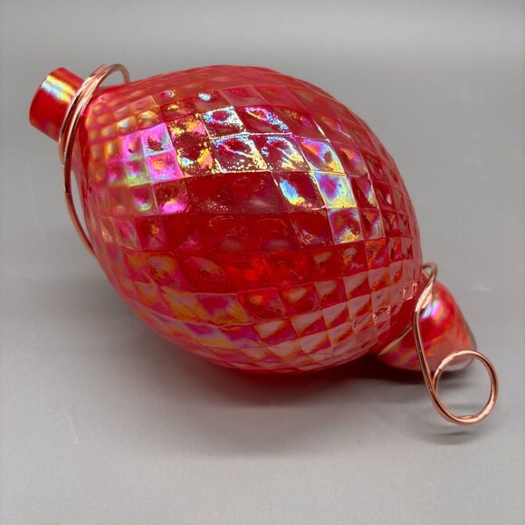 Art Glass Optic Iridescent Red Finial Sculpture Decorative Wire Wrap Large 8" - Picture 1 of 7